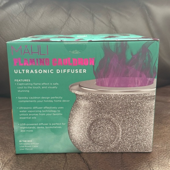 Mahli Flaming Cauldron Aroma Diffuser - Silver Glitter with Purple Flame NIB - Picture 7 of 8